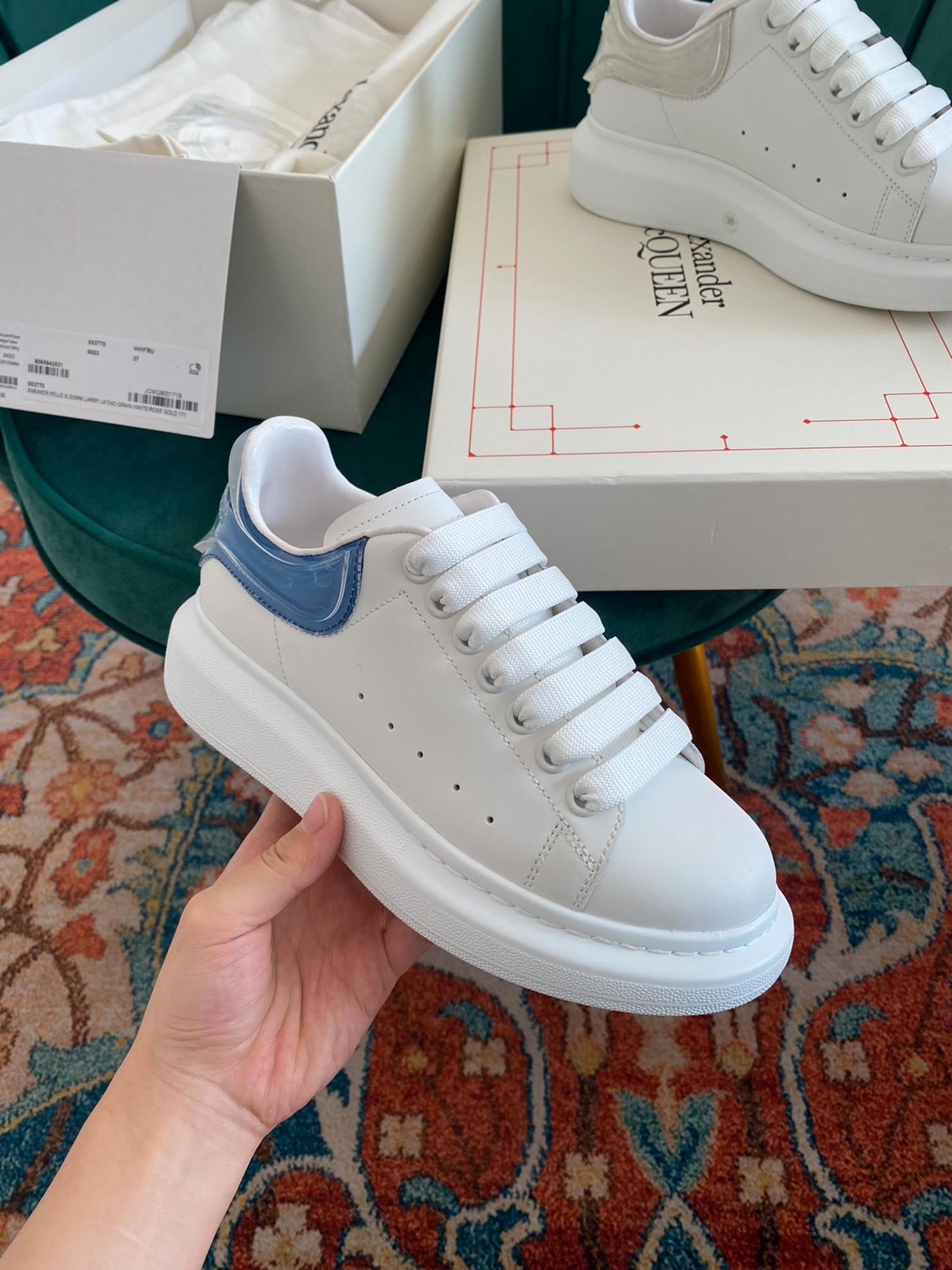 Giày Alexander Mcqueen Gót Blue Trong Like Auth