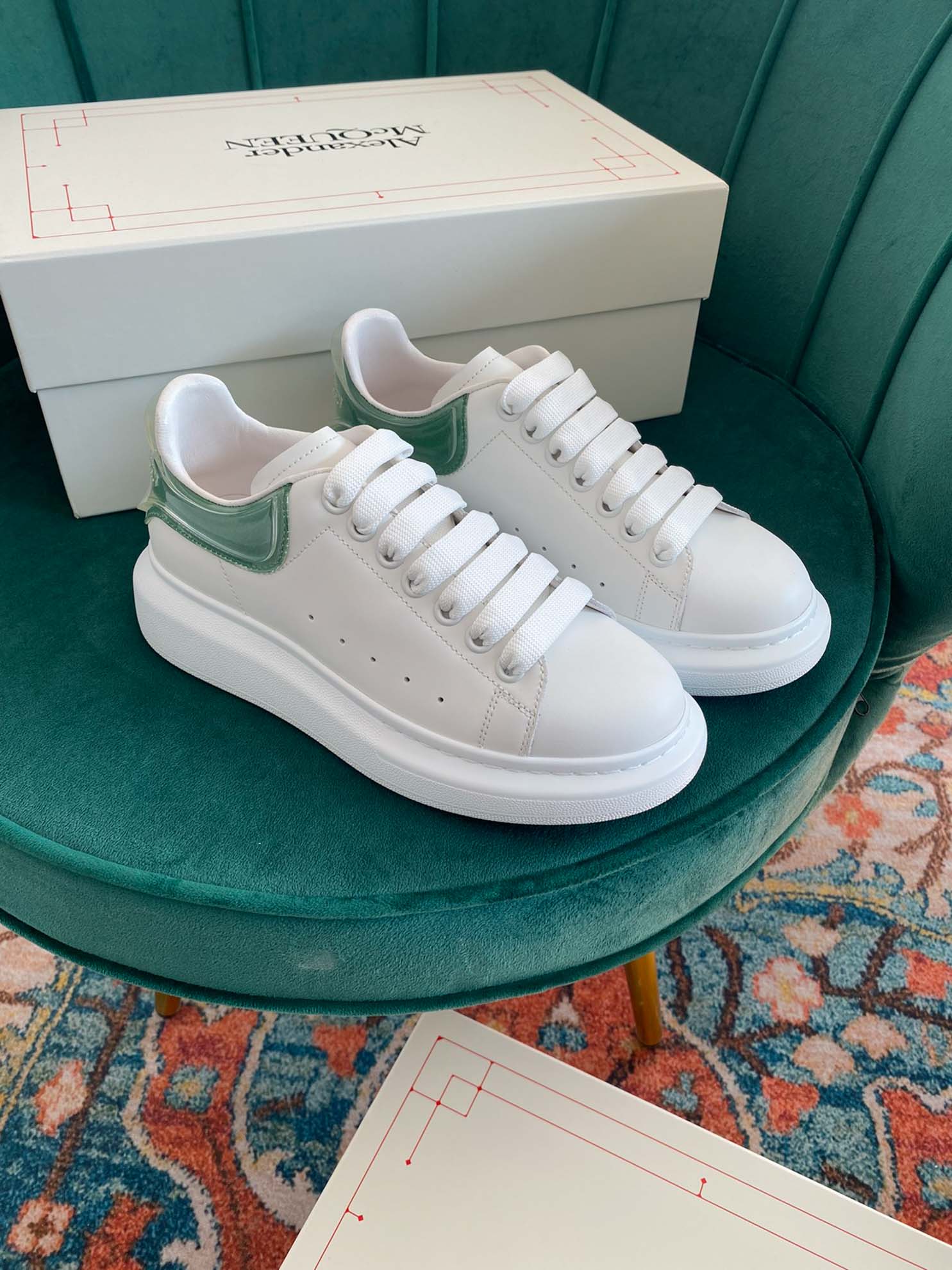 Giày Alexander Mcqueen Gót Xanh Lá Trong