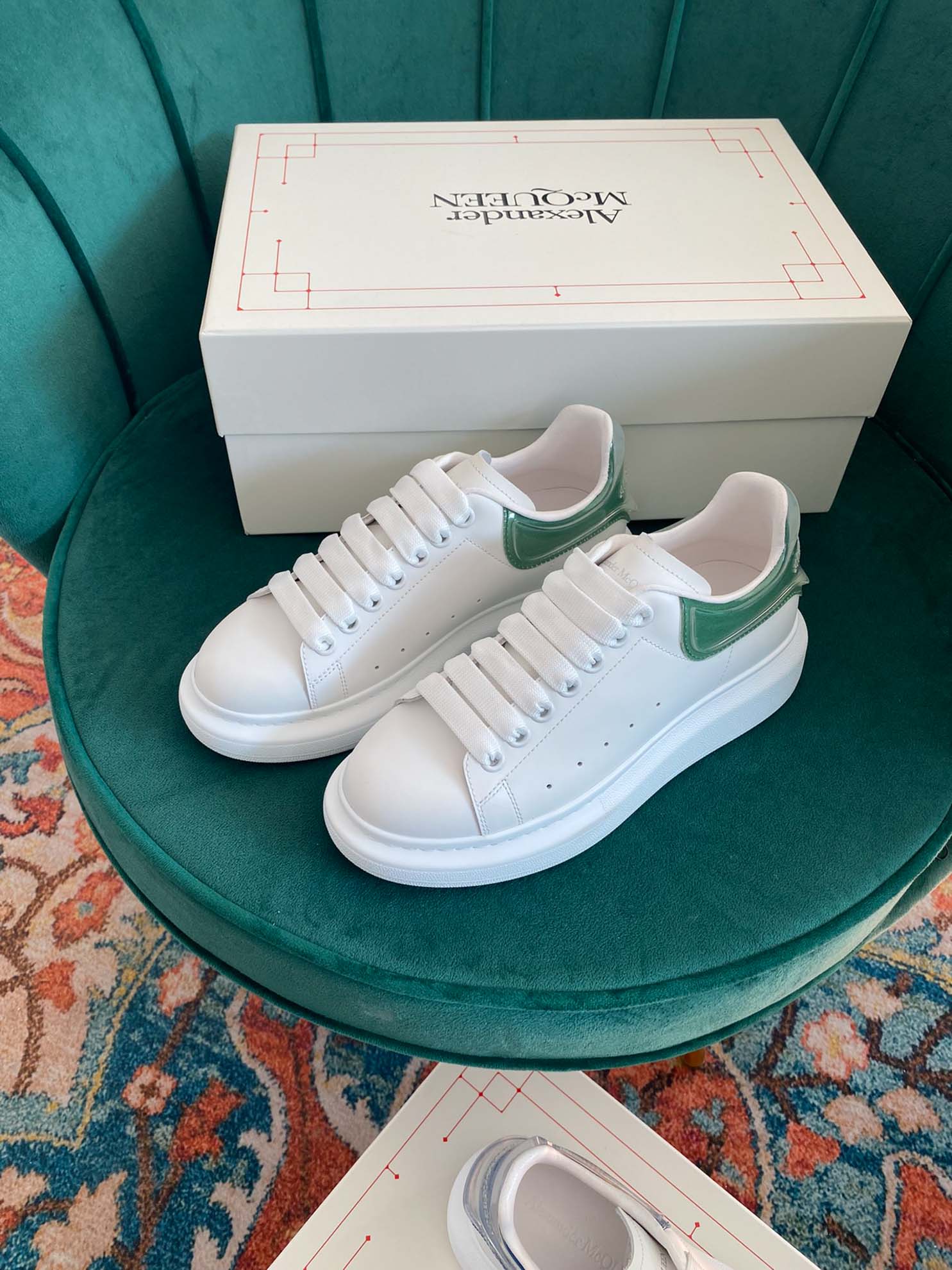 Giày Alexander Mcqueen Gót Xanh Lá Trong