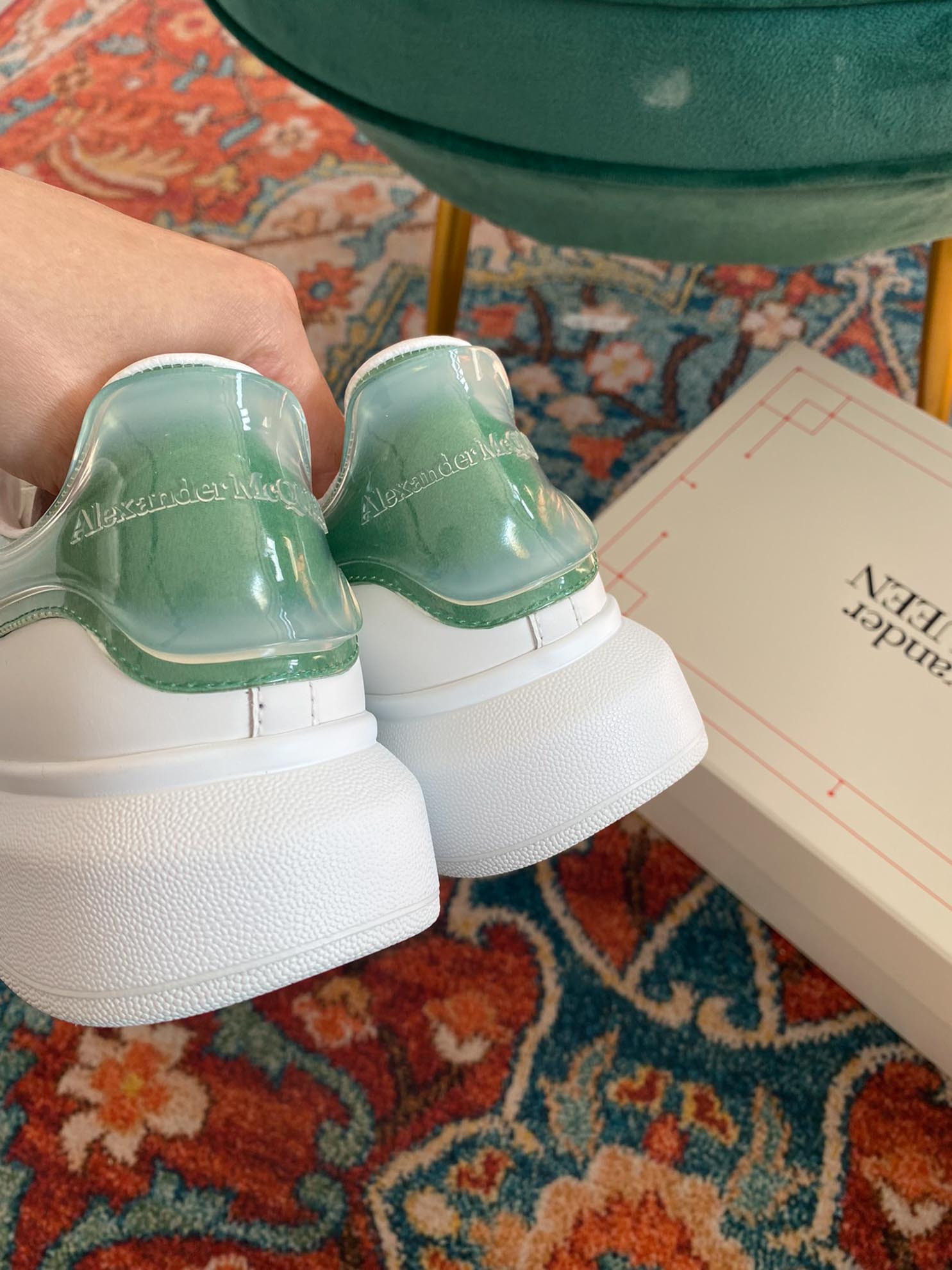 Giày Alexander Mcqueen Gót Xanh Lá Trong