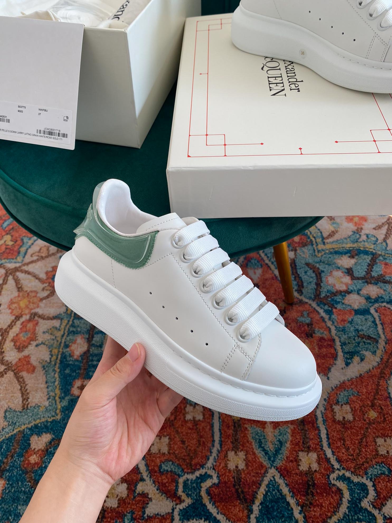 Giày Alexander Mcqueen Gót Xanh Lá Trong