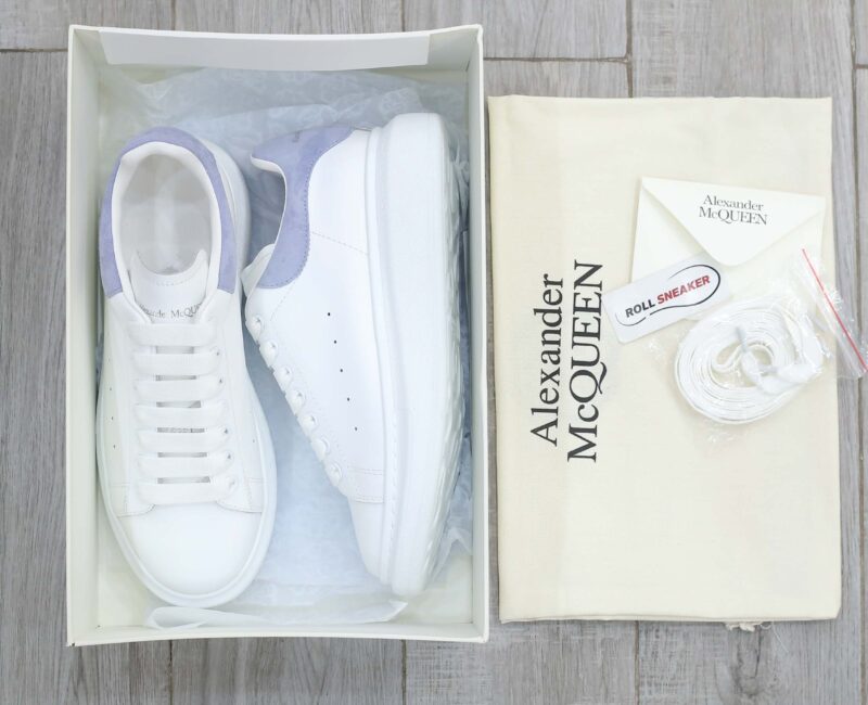 Giày Alexander Mcqueen Trắng Gót Da Blue Baby