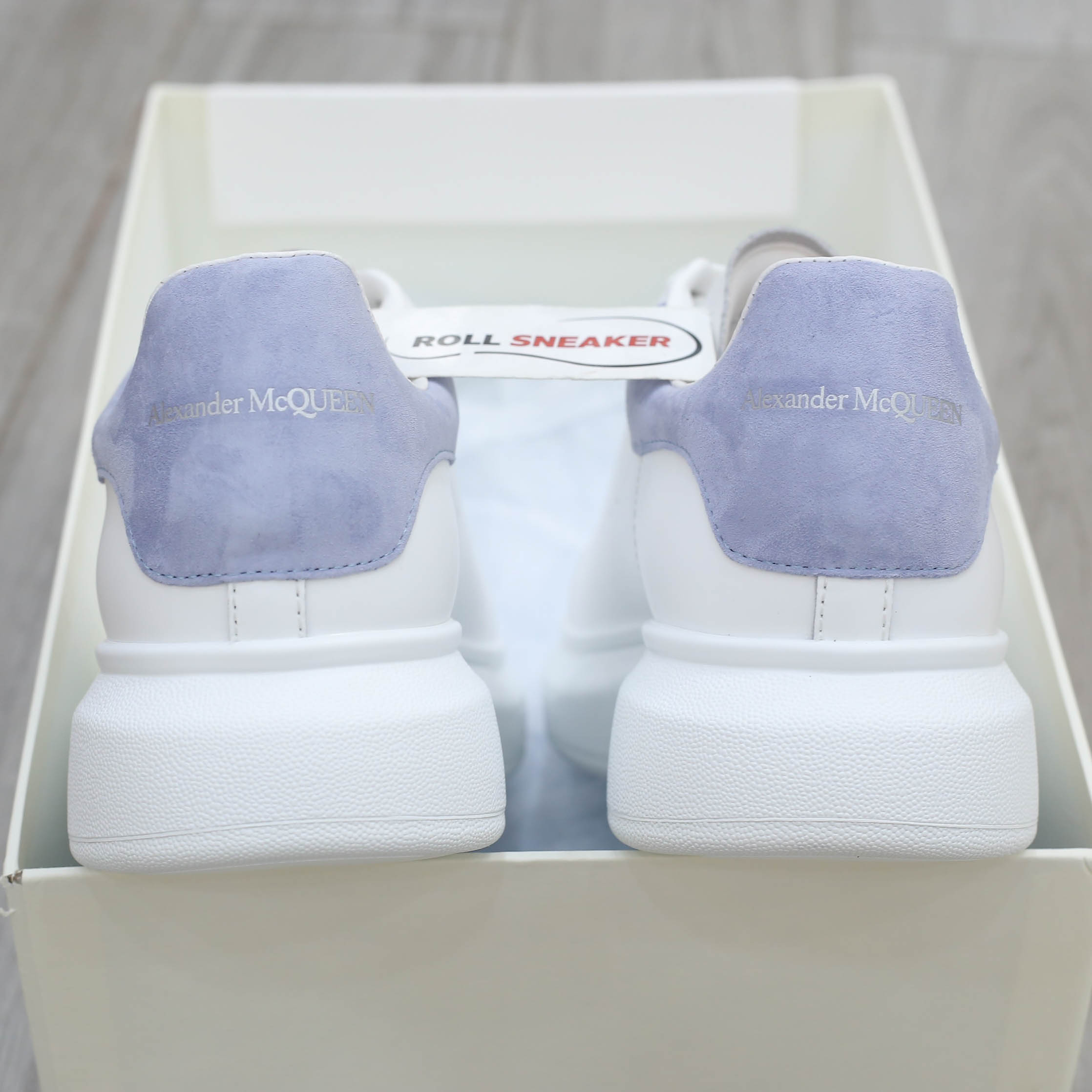 Giày Alexander Mcqueen Trắng Gót Da Blue Baby