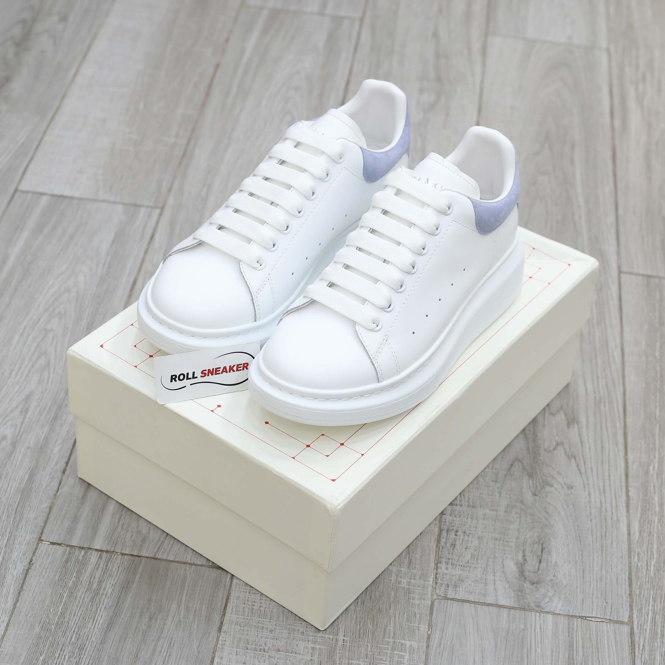 Giày Alexander Mcqueen Trắng Gót Da Blue Baby