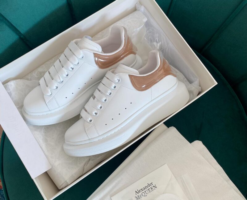 Giày Alexander Mcqueen Trắng Gót Nâu Trong Like Auth