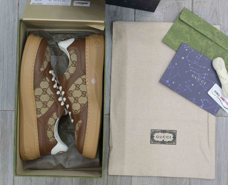 Giày Gucci GG Sneaker Brown leather họa tiết Orignal GG canvas Best Quality