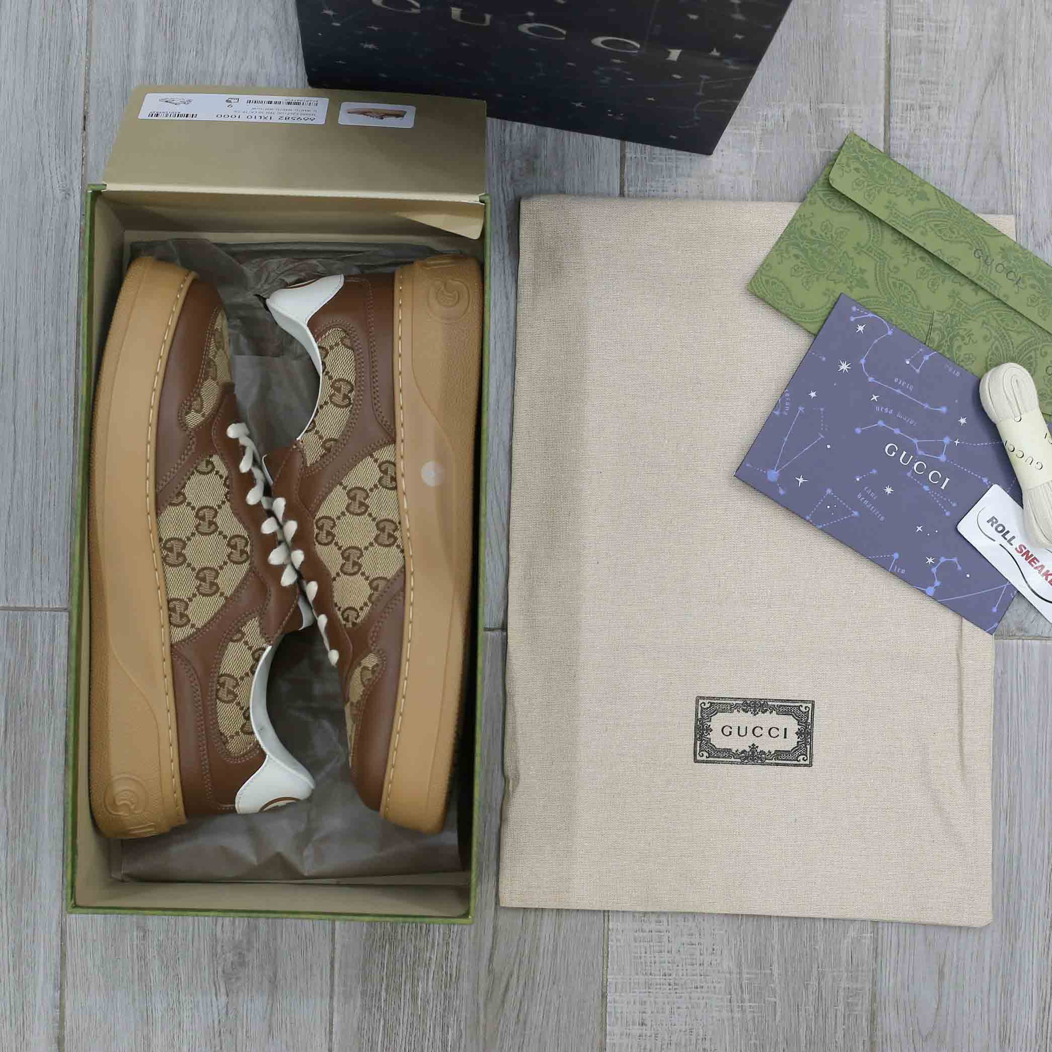 Giày Gucci GG Sneaker Brown leather họa tiết Orignal GG canvas Best Quality