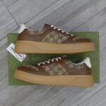 Giày Gucci GG Sneaker Brown leather họa tiết Orignal GG canvas Best Quality