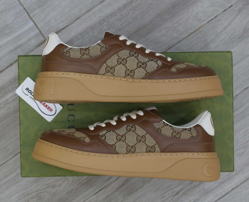 Giày Gucci GG Sneaker Brown leather họa tiết Orignal GG canvas Best Quality