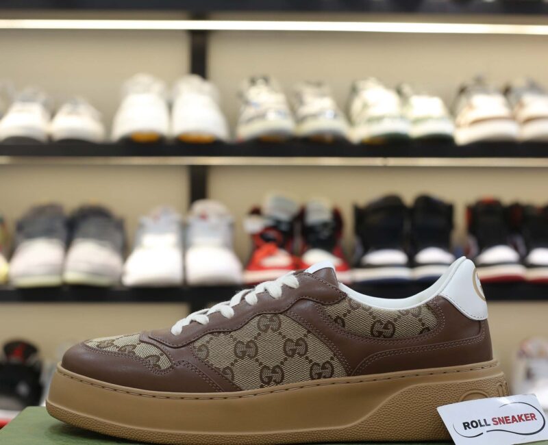 Giày Gucci GG Sneaker Brown leather họa tiết Orignal GG canvas Best Quality
