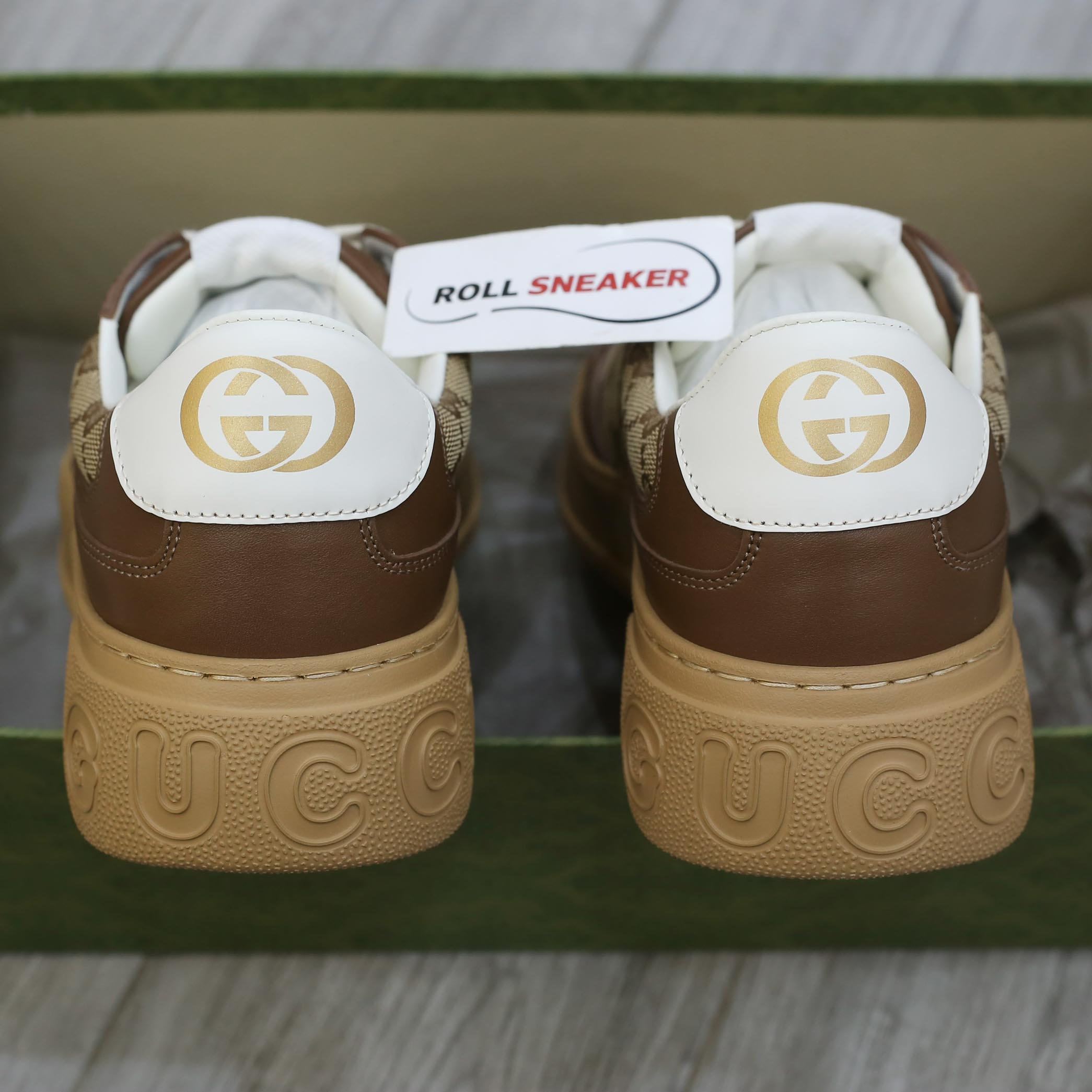 Giày Gucci GG Sneaker Brown leather họa tiết Orignal GG canvas Best Quality