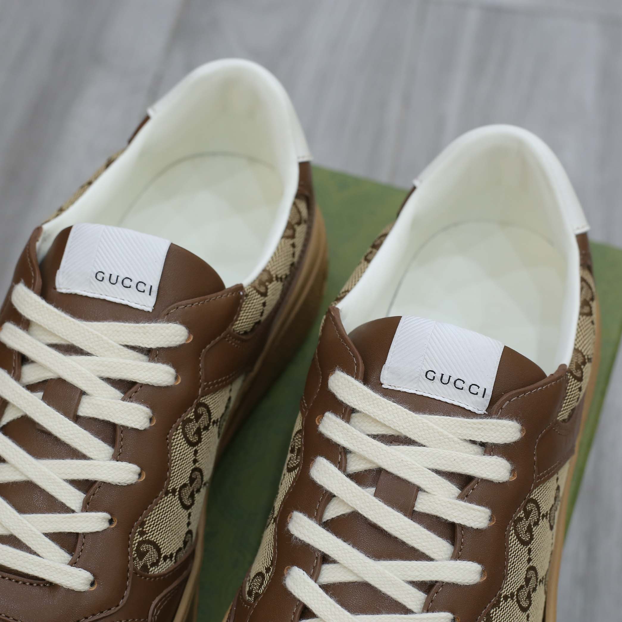 Giày Gucci GG Sneaker Brown leather họa tiết Orignal GG canvas Best Quality