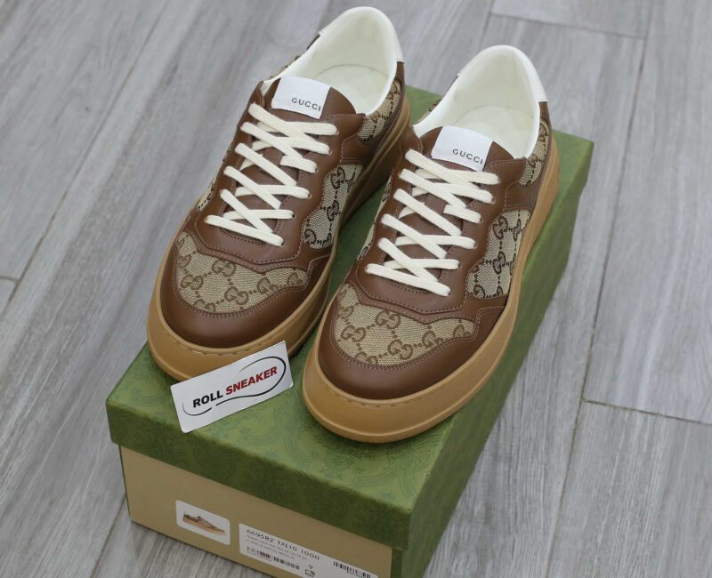 Giày Gucci GG Sneaker Brown leather họa tiết Orignal GG canvas Best Quality