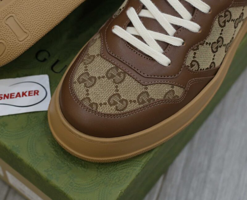 Giày Gucci GG Sneaker Brown leather họa tiết Orignal GG canvas Best Quality