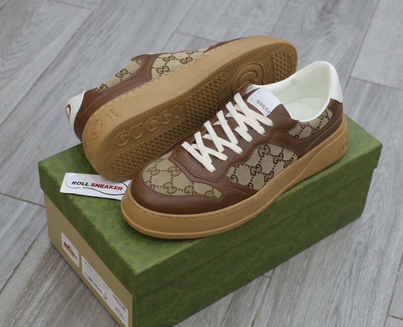Giày Gucci GG Sneaker Brown leather họa tiết Orignal GG canvas Best Quality