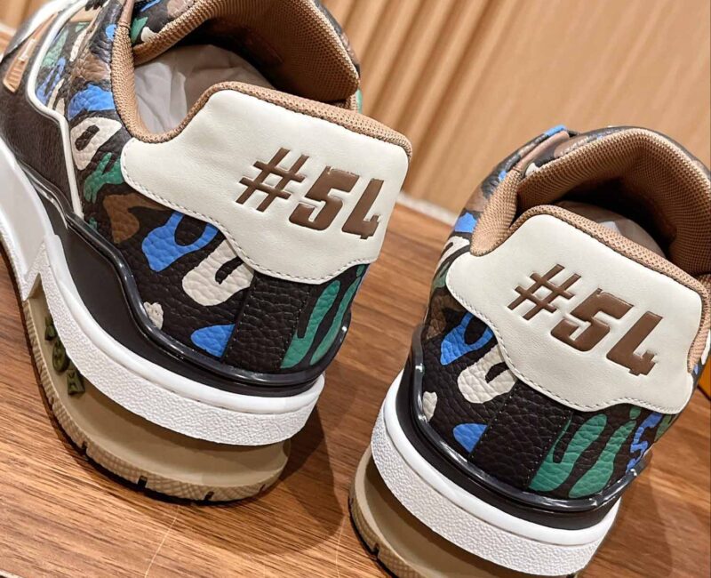 Giày Louis Vuitton Lv Trainer #54 Khaki Green Camouflage Printed Canvas