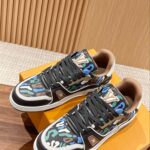 Giày Louis Vuitton Lv Trainer #54 Khaki Green Camouflage Printed Canvas