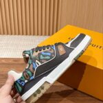 Giày Louis Vuitton Lv Trainer #54 Khaki Green Camouflage Printed Canvas