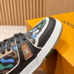 Giày Louis Vuitton Lv Trainer #54 Khaki Green Camouflage Printed Canvas