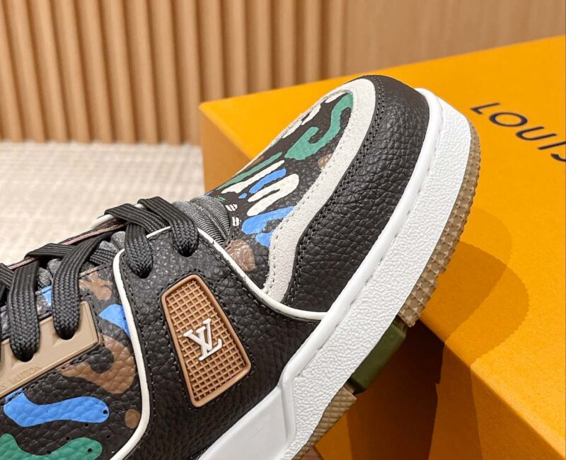 Giày Louis Vuitton Lv Trainer #54 Khaki Green Camouflage Printed Canvas