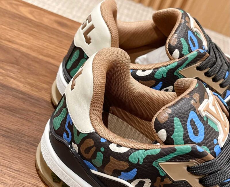 Giày Louis Vuitton Lv Trainer #54 Khaki Green Camouflage Printed Canvas