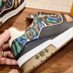 Giày Louis Vuitton Lv Trainer #54 Khaki Green Camouflage Printed Canvas