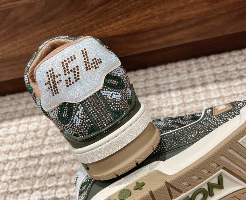 Giày Louis Vuitton Lv Trainer #54 Khaki Green Strass