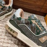 Giày Louis Vuitton Lv Trainer #54 Khaki Green Strass