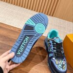 Giày Louis Vuitton Lv Trainer #54 Navy Blue Camouflage Printed Canvas