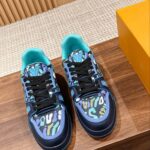 Giày Louis Vuitton Lv Trainer #54 Navy Blue Camouflage Printed Canvas