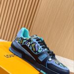Giày Louis Vuitton Lv Trainer #54 Navy Blue Camouflage Printed Canvas