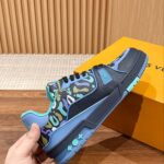 Giày Louis Vuitton Lv Trainer #54 Navy Blue Camouflage Printed Canvas