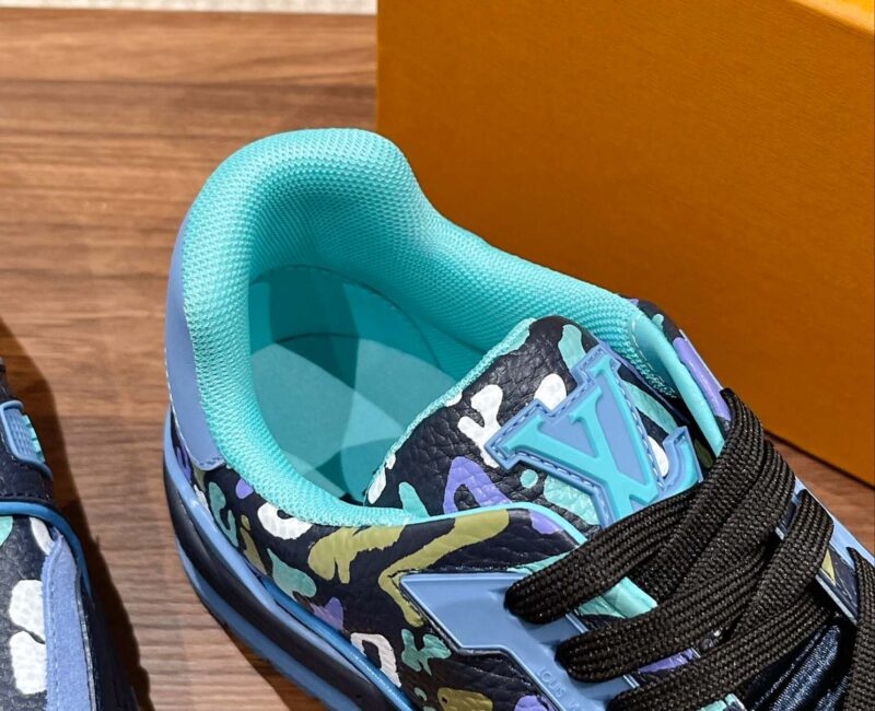 Giày Louis Vuitton Lv Trainer #54 Navy Blue Camouflage Printed Canvas