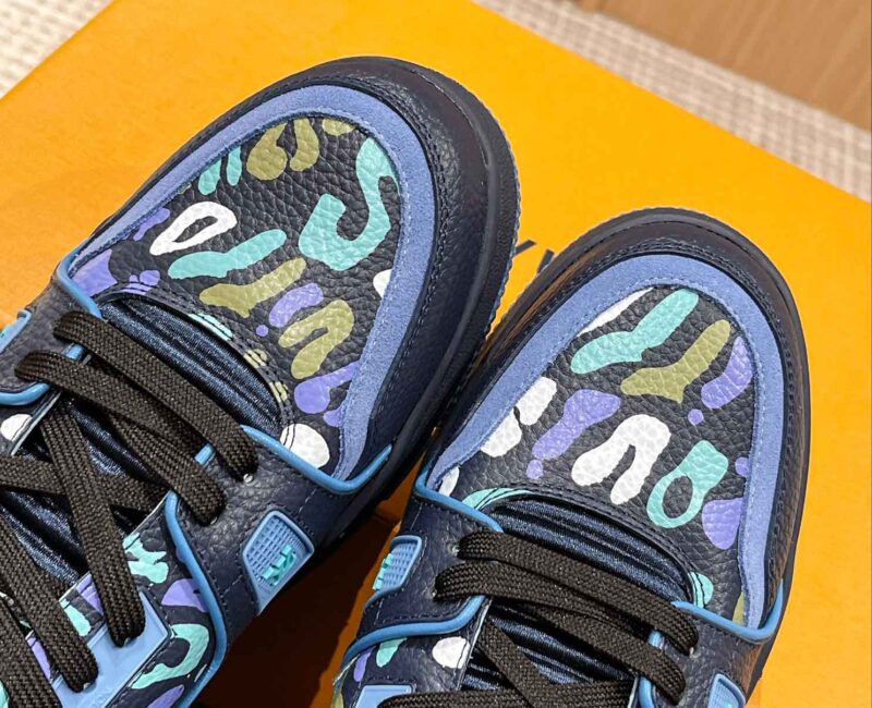 Giày Louis Vuitton Lv Trainer #54 Navy Blue Camouflage Printed Canvas