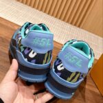 Giày Louis Vuitton Lv Trainer #54 Navy Blue Camouflage Printed Canvas