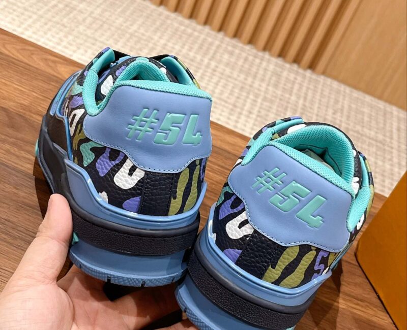 Giày Louis Vuitton Lv Trainer #54 Navy Blue Camouflage Printed Canvas