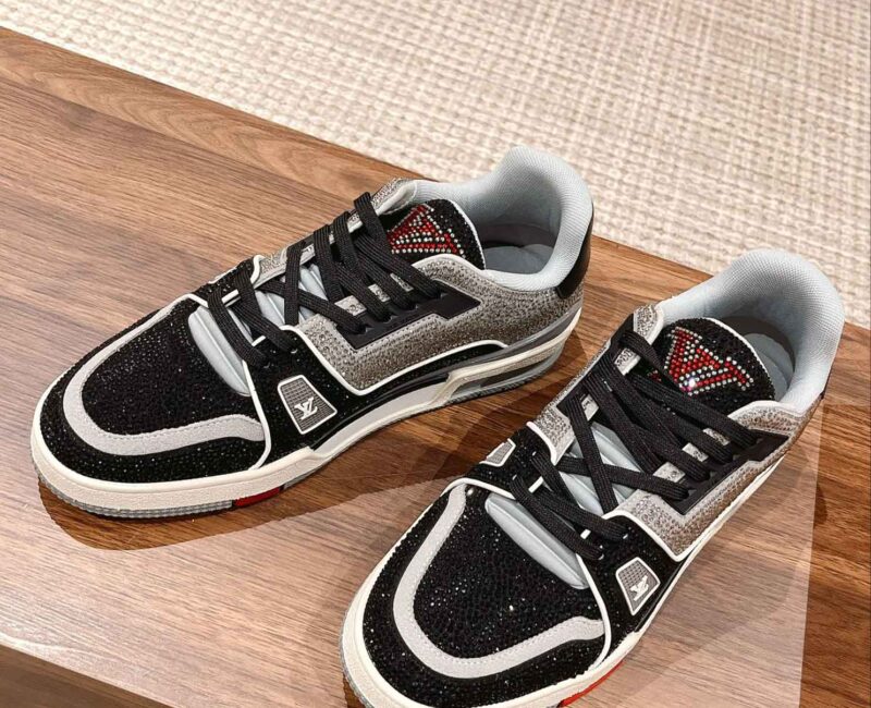 Giày Louis Vuitton Lv Trainer #54 Signature Black Grey Crystal