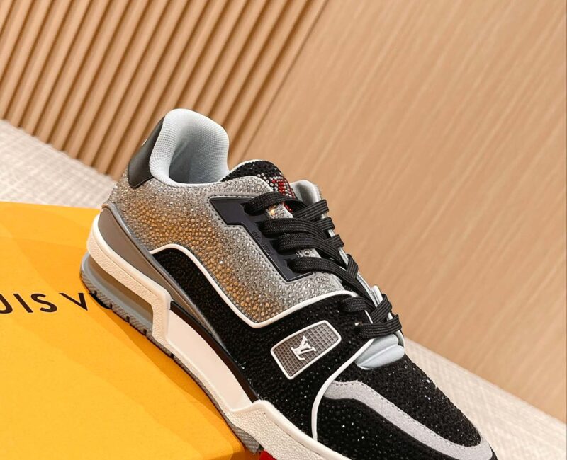 Giày Louis Vuitton Lv Trainer #54 Signature Black Grey Crystal