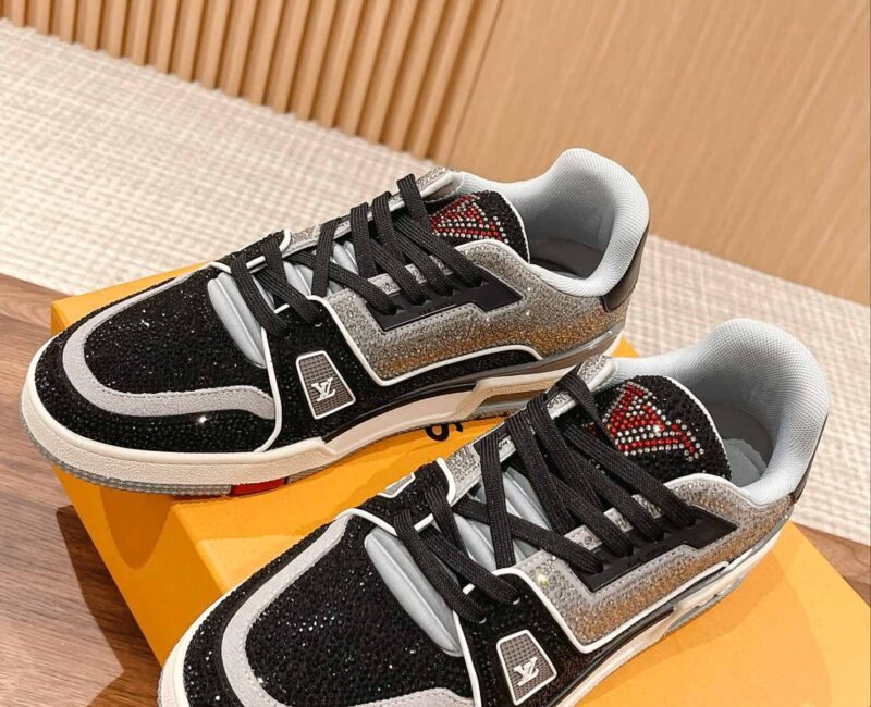Giày Louis Vuitton Lv Trainer #54 Signature Black Grey Crystal