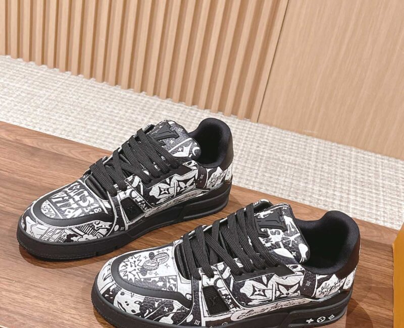 Giày Louis Vuitton Lv Trainer #54 Signature Black Printed canvas