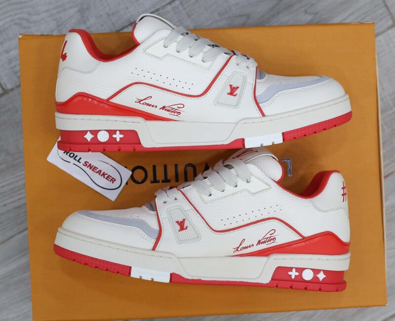 Giày Louis Vuitton Lv Trainer #54 Signature Marine Red Best Quality