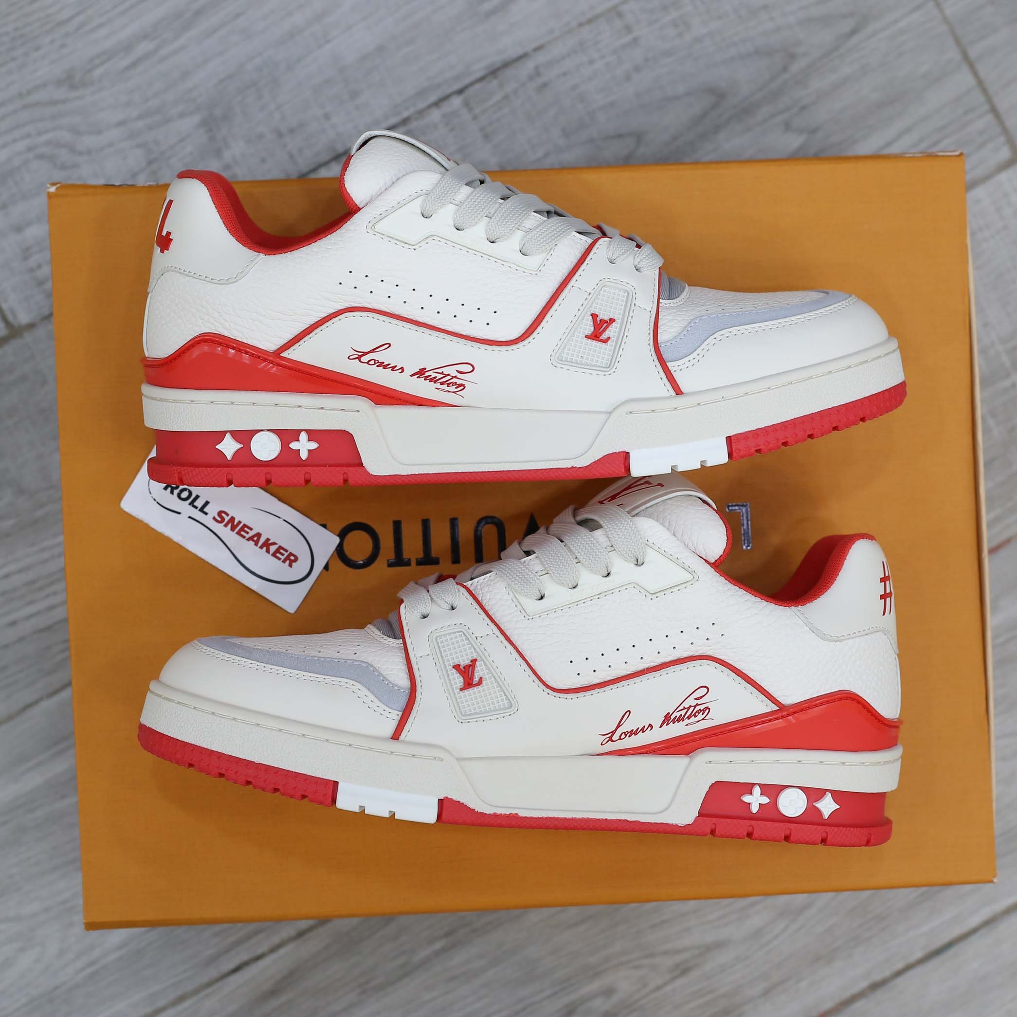 Giày Louis Vuitton Lv Trainer #54 Signature Marine Red Best Quality