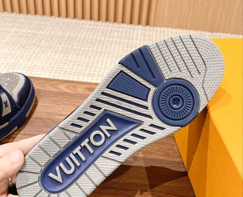Giày Louis Vuitton Lv Trainer #54 Signature Navy Blue Strass