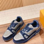 Giày Louis Vuitton Lv Trainer #54 Signature Navy Blue Strass
