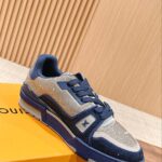 Giày Louis Vuitton Lv Trainer #54 Signature Navy Blue Strass