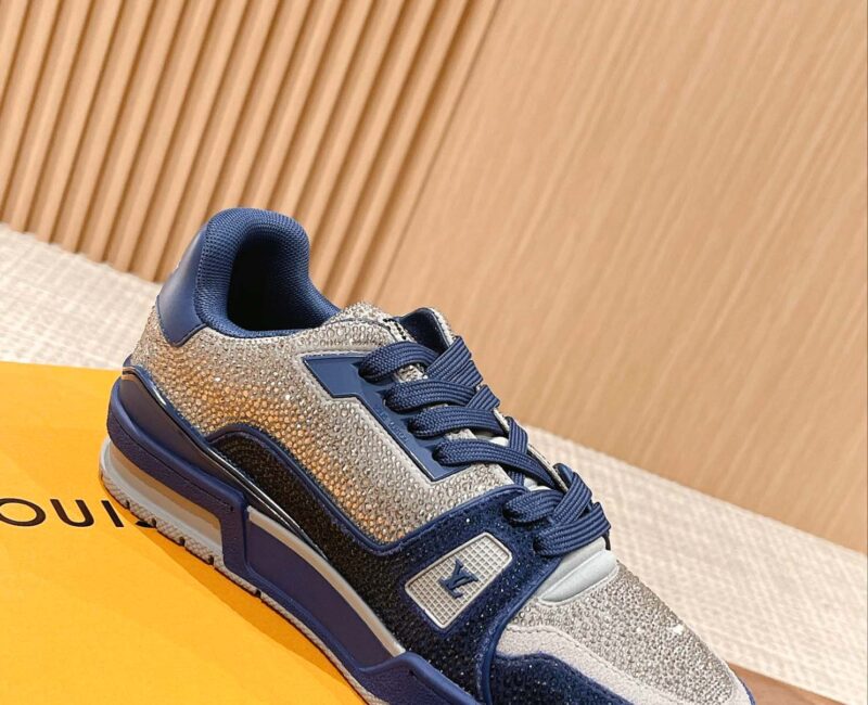 Giày Louis Vuitton Lv Trainer #54 Signature Navy Blue Strass