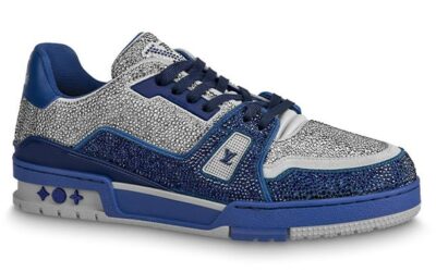 Giày Louis Vuitton Lv Trainer #54 Signature Navy Blue Strass Best Quality