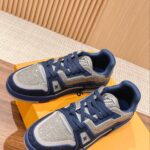 Giày Louis Vuitton Lv Trainer #54 Signature Navy Blue Strass