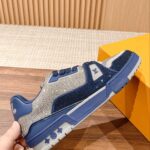 Giày Louis Vuitton Lv Trainer #54 Signature Navy Blue Strass
