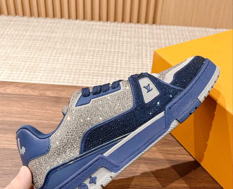 Giày Louis Vuitton Lv Trainer #54 Signature Navy Blue Strass
